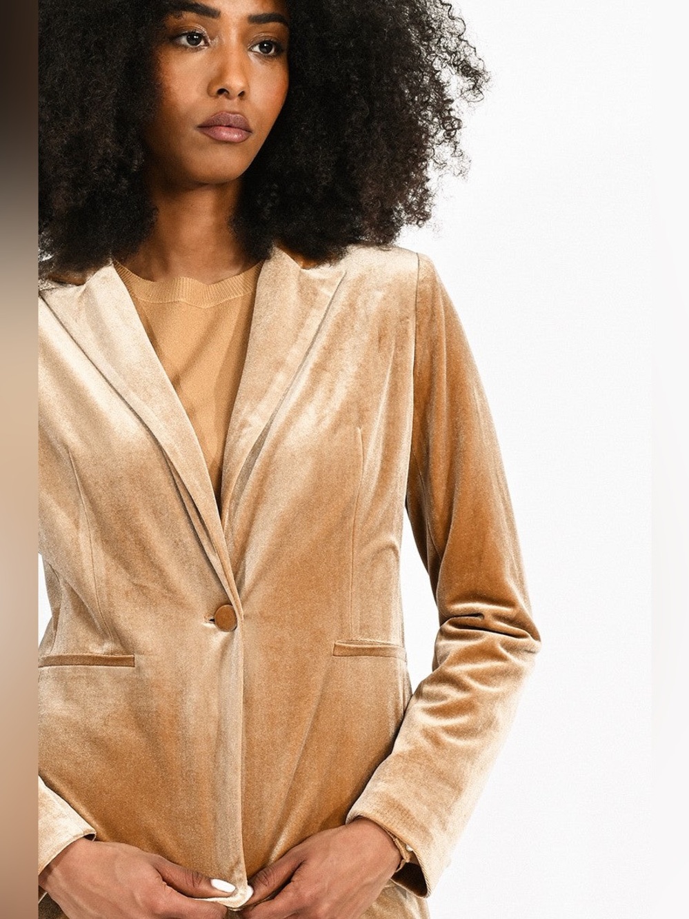 Molly Bracken Gold Velvet Blazer Jacket Large L Holiday Party